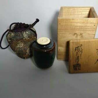 ①膳所焼/陽炎園作 淡海ぜ々 共箱　お茶道具　裏千家