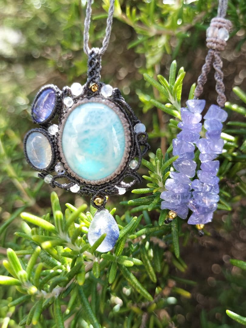 ラリマーマクラメネックレス✼碧音✼