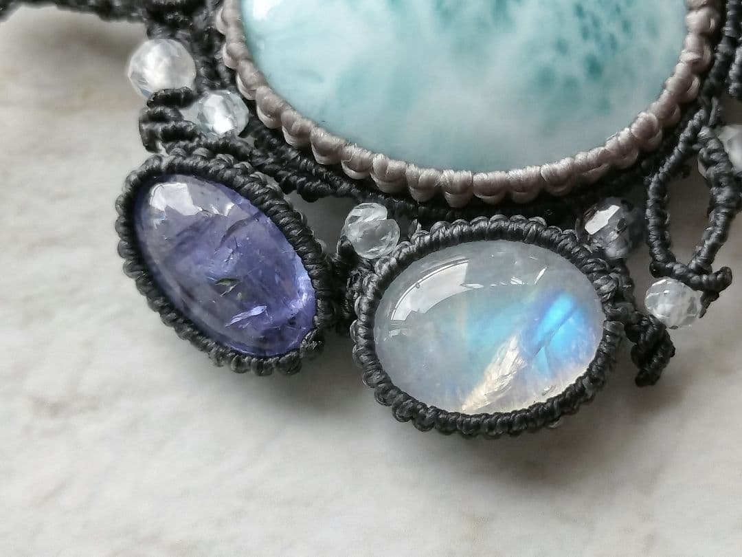 ラリマーマクラメネックレス✼碧音✼