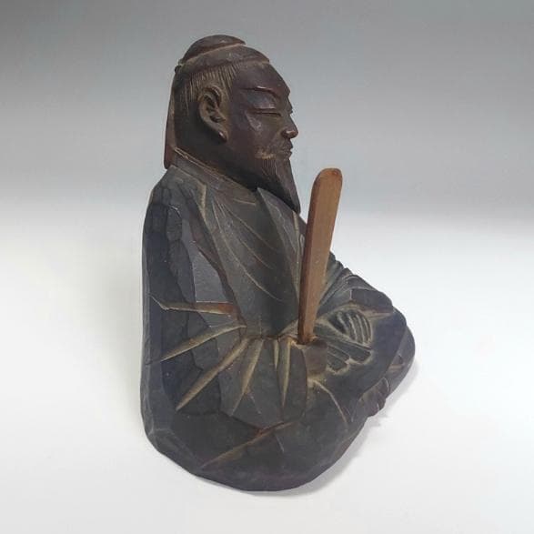 24-1251 木彫　石峯作　七像千躰ノ内六十二翁　伝 天智天皇　時代