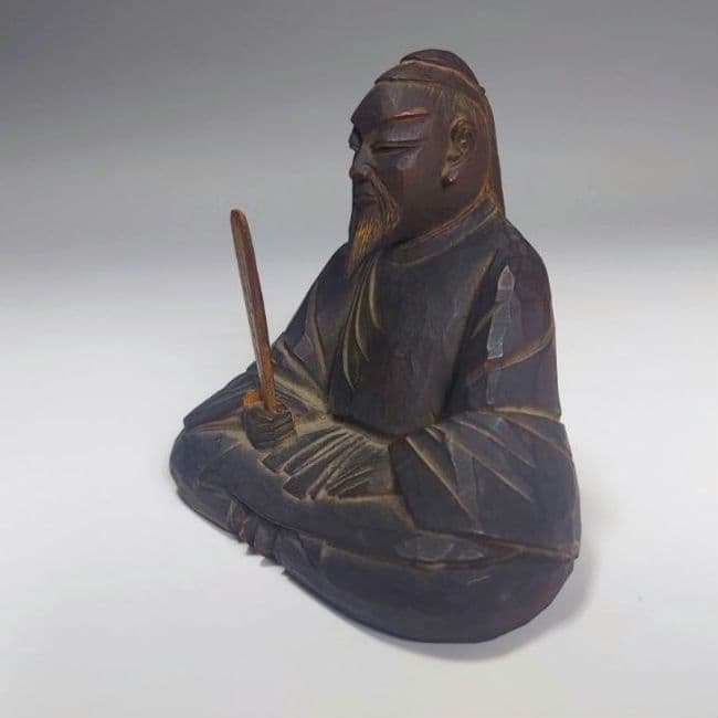 24-1251 木彫　石峯作　七像千躰ノ内六十二翁　伝 天智天皇　時代