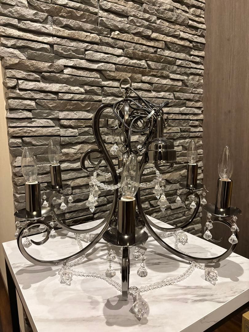 P*1様 ブラックシャンデリア 6灯 クリスタル装飾