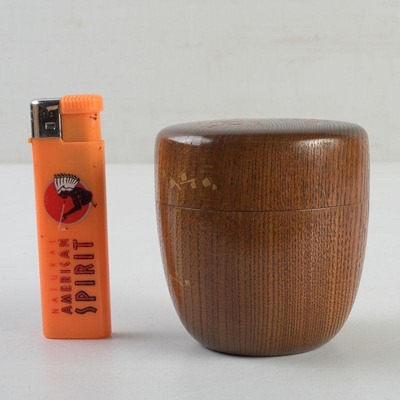 茶道具　山中漆器　中川巴之介作　桑製　梅蒔絵　棗　共箱　V　9321