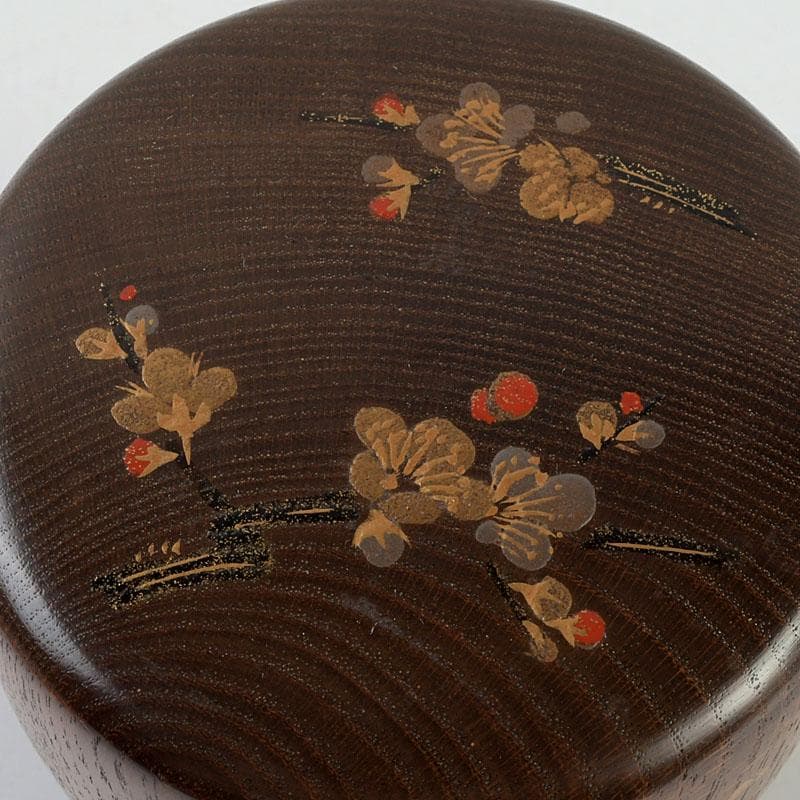茶道具　山中漆器　中川巴之介作　桑製　梅蒔絵　棗　共箱　V　9321