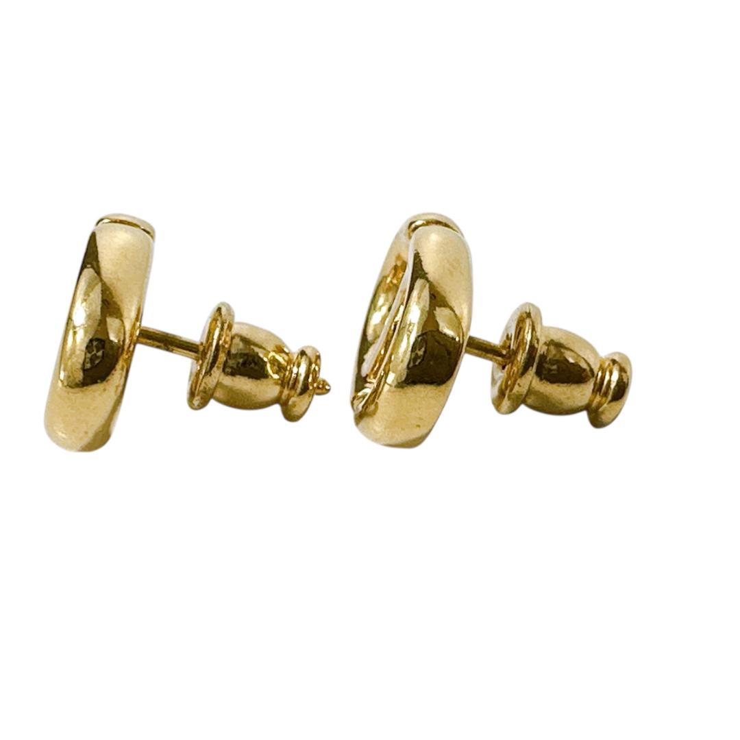 クリスチャンディオール DIOR CD Navy スタッドピアス ゴールド