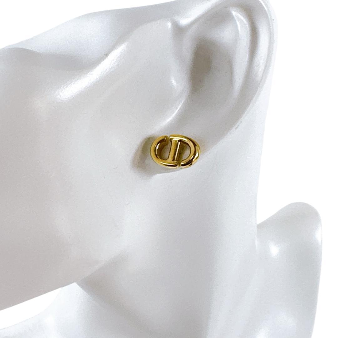 クリスチャンディオール DIOR CD Navy スタッドピアス ゴールド