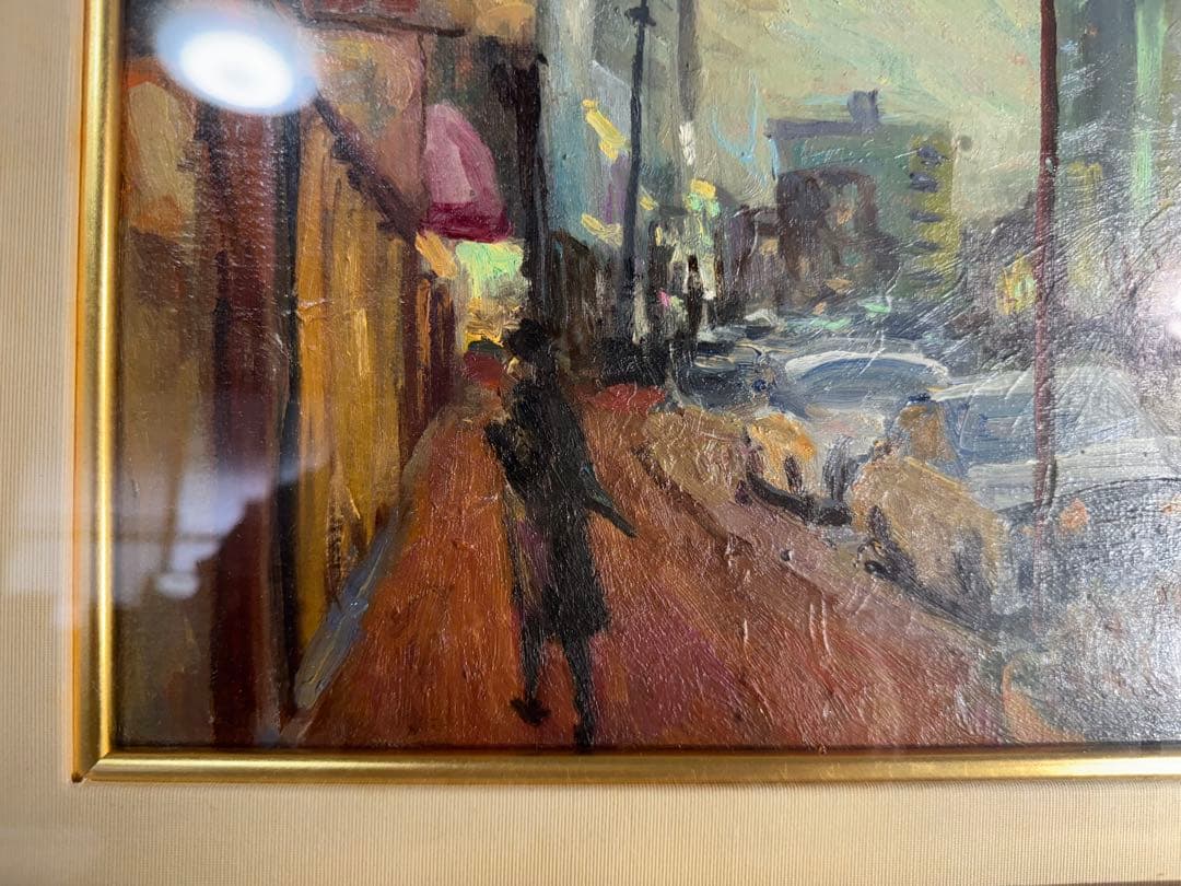 油彩画 街の風景 M.