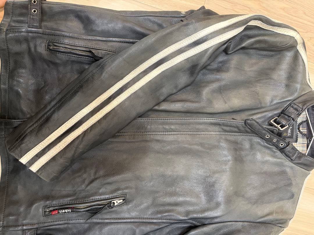 Schott ブラックレザーライダースジャケット Lサイズ