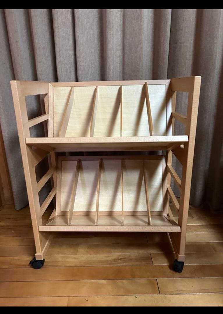 豊岡クラフト　ブックワゴン　木製2段　ライトブラウン
