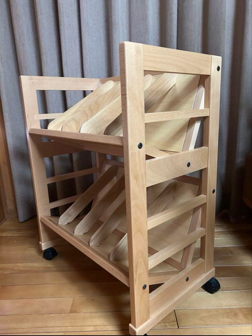 豊岡クラフト　ブックワゴン　木製2段　ライトブラウン