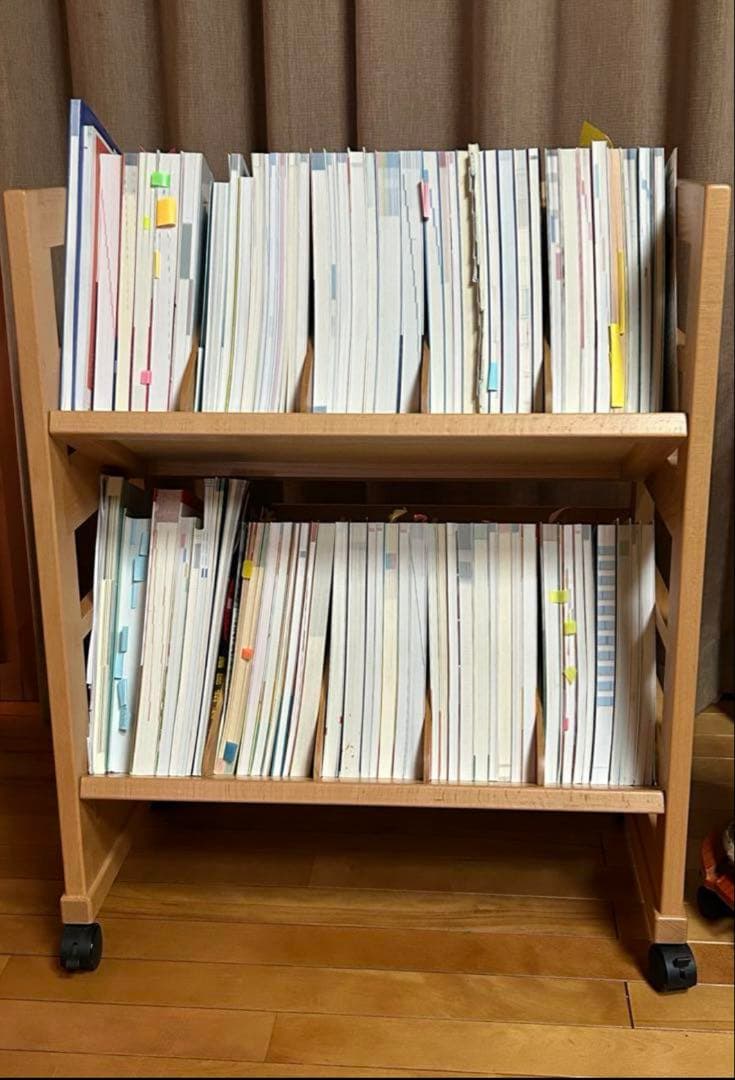 豊岡クラフト　ブックワゴン　木製2段　ライトブラウン