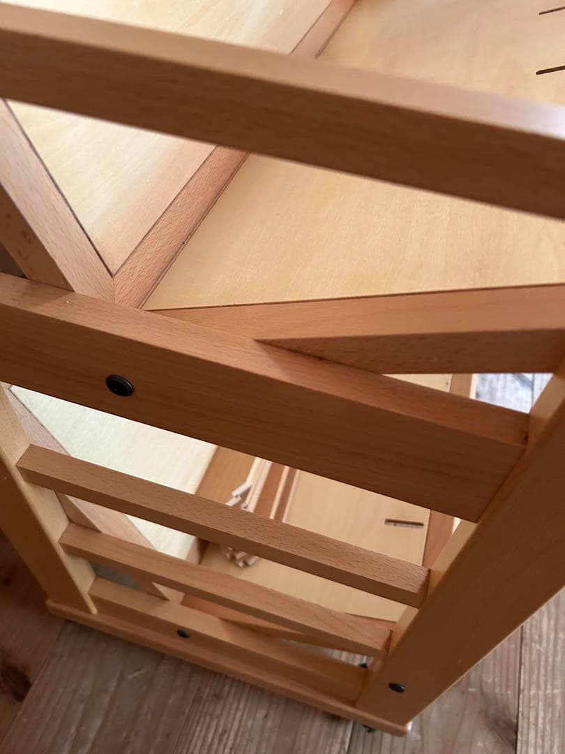 豊岡クラフト　ブックワゴン　木製2段　ライトブラウン