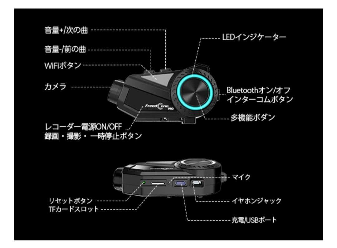 カメラ付きインカム FreedConn R3Pro