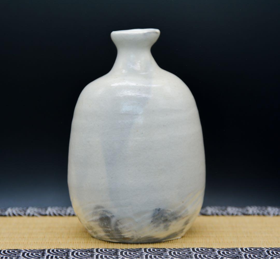 【金重素山】鶴山窯 粉引 徳利 共箱