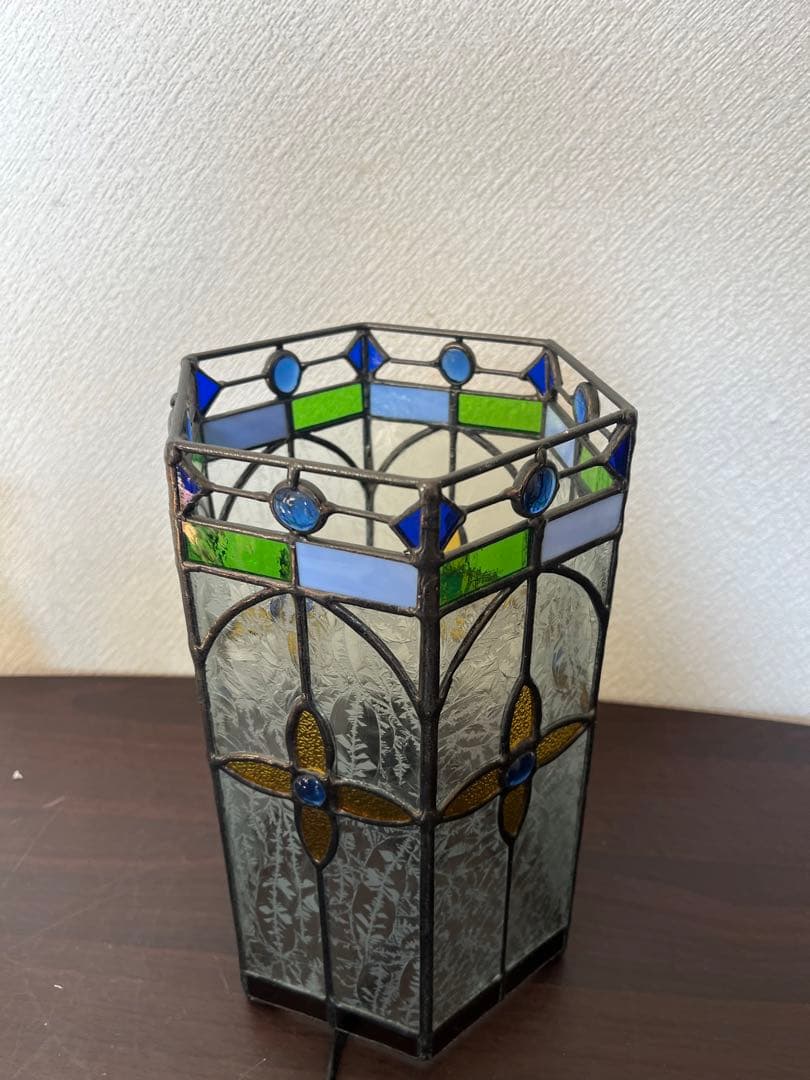 ステンドグラス ランプ 六角型 ディスプレイ ナイトランプ スタンドライト