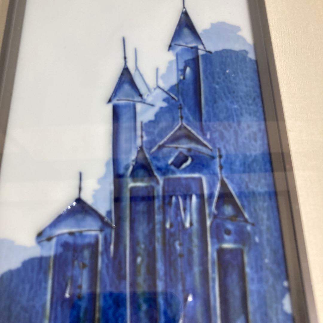 【辻毅彦】日本現代工芸会　日展特選作家　聡窯　辻毅彦作　ノートルダム寺院絵　陶額