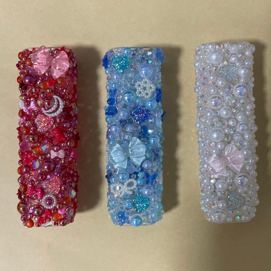 3個セット/おそろい/ビーズ装飾の電子タバコケース（赤・青・ピンク）