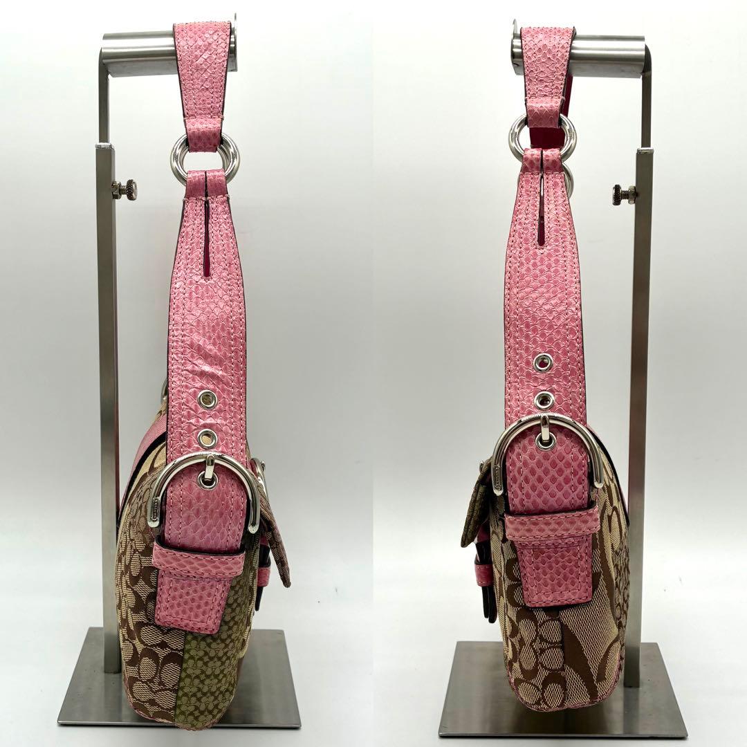 極美品✨ コーチ パッチワーク ソーホー フラップ ワンショルダーバッグ ピンク