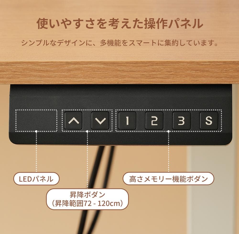 【ホワイト】電動昇降式デスク脚 デスク幅100cm～140cmの天板に対応