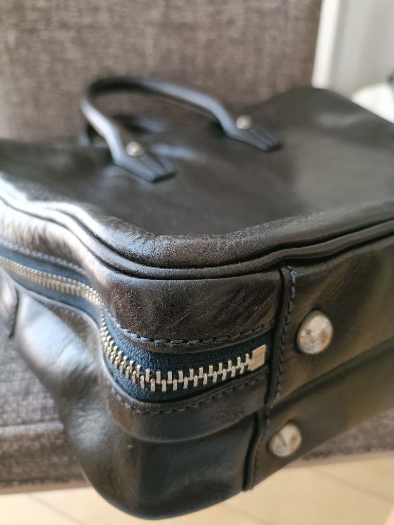 万双　シモーネＢＯＸ　ダブル天ファスナー　ネイビー　ショルダーストラップ欠品