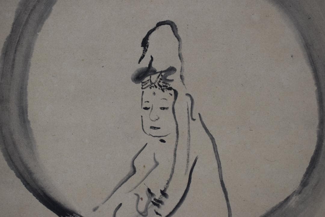 【真作】高杉晋作/白衣大士像図/岩上観音図/掛軸☆宝船☆Y-895　JM