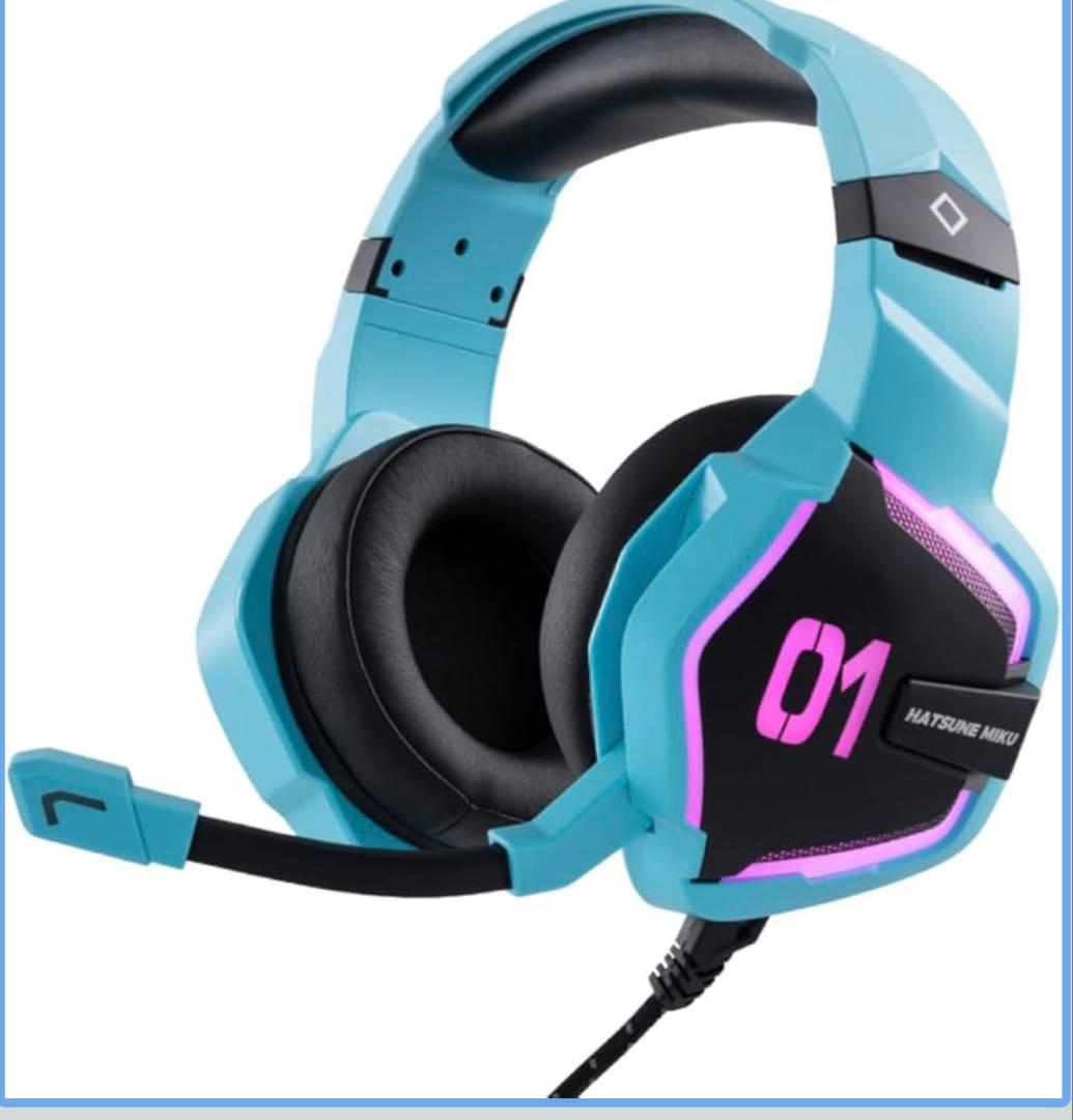 【初音ミク】ゲーミング　ヘッドフォンUSB接続 マイク内蔵　有線ヘッドフォン