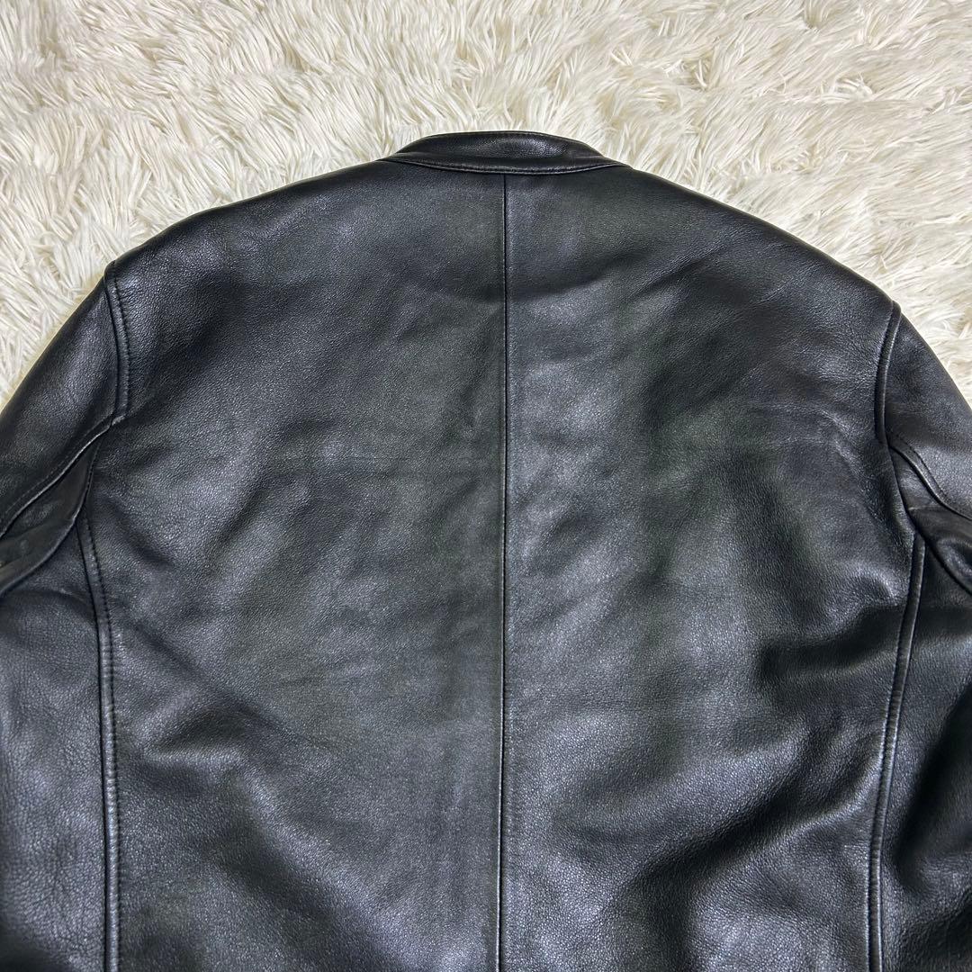 美品 ナノユニバース シングル ライダース 羊革 ジャケット ラムレザー M
