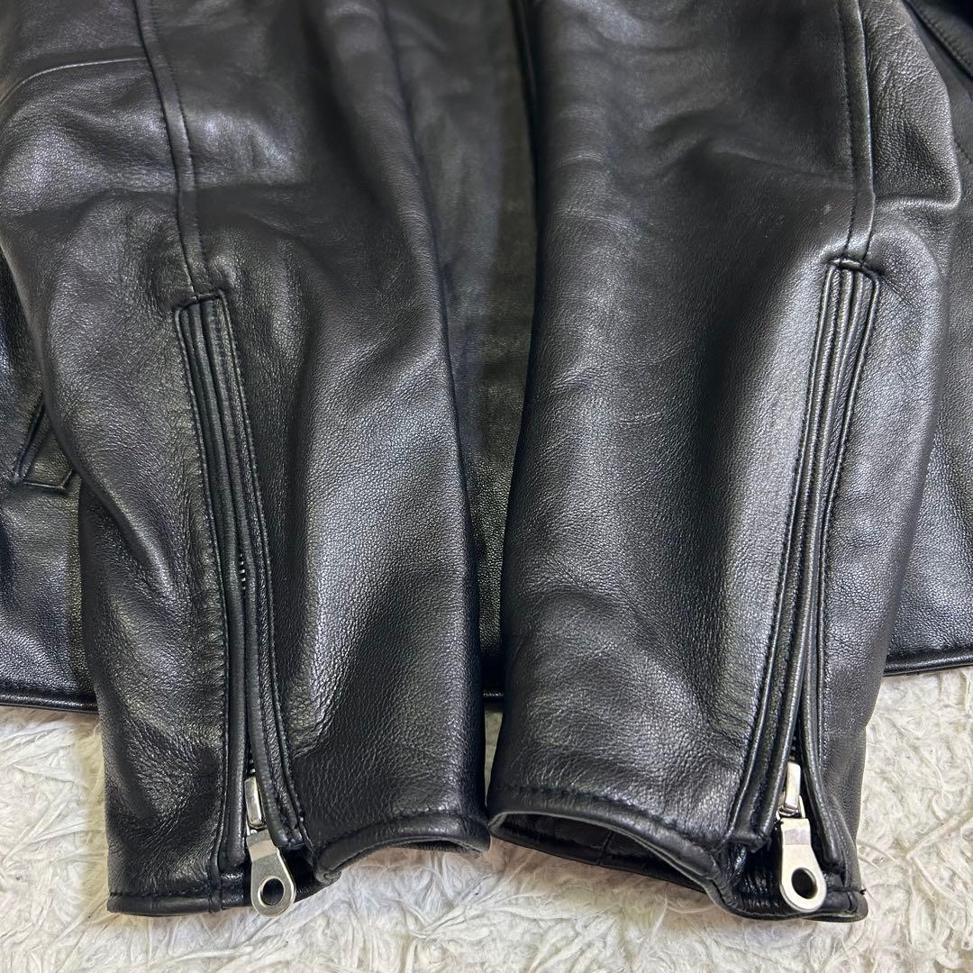 美品 ナノユニバース シングル ライダース 羊革 ジャケット ラムレザー M