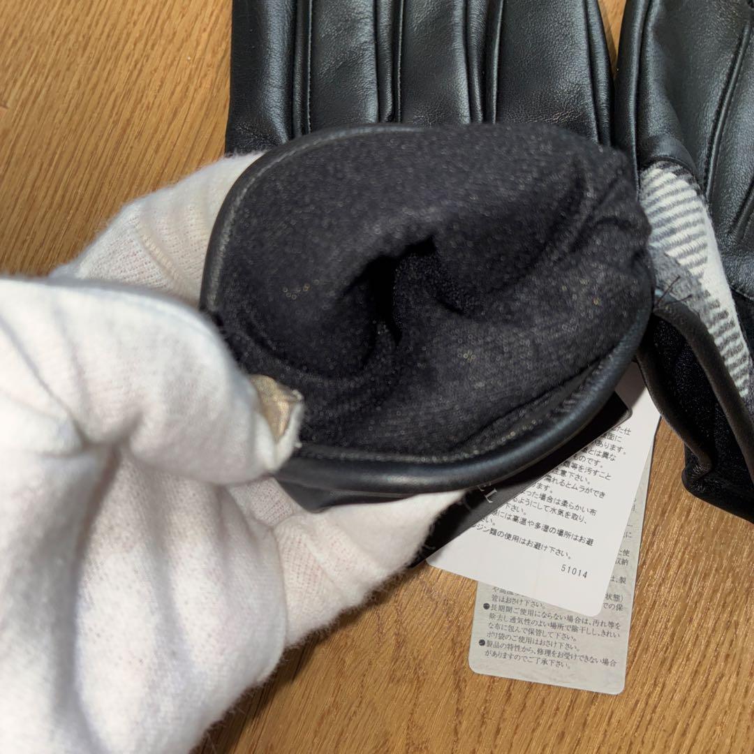 【未使用品】ブラックレーベルクレストブリッジ レザー グローブ ブラック