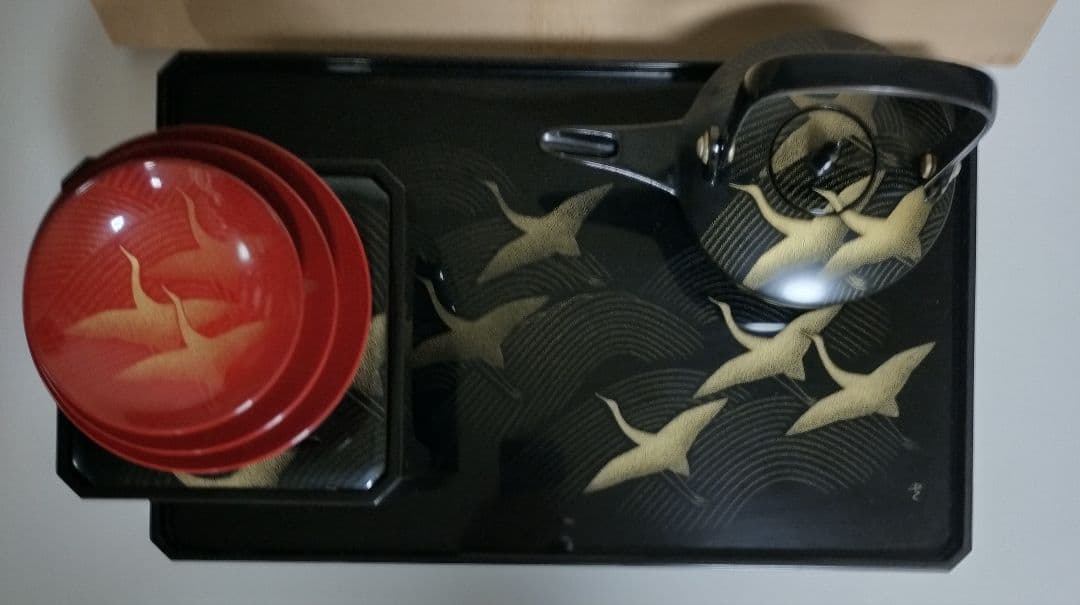 輪島塗　千羽鶴沈金　屠蘇器　作家もの