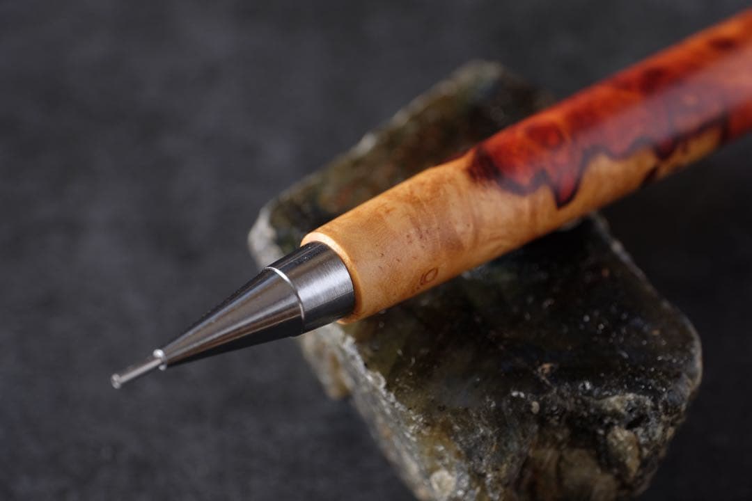 PG5木軸カスタム0178　高村杢工房 製図用シャープペンシル　極上の花梨瘤紅白