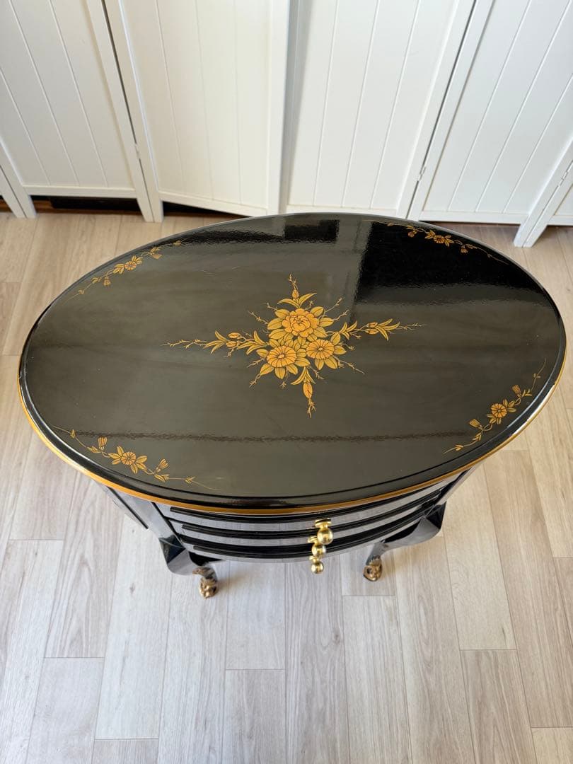 猫脚キャビネット アンティーク 3段引き出し 花台　電話台 レトロ