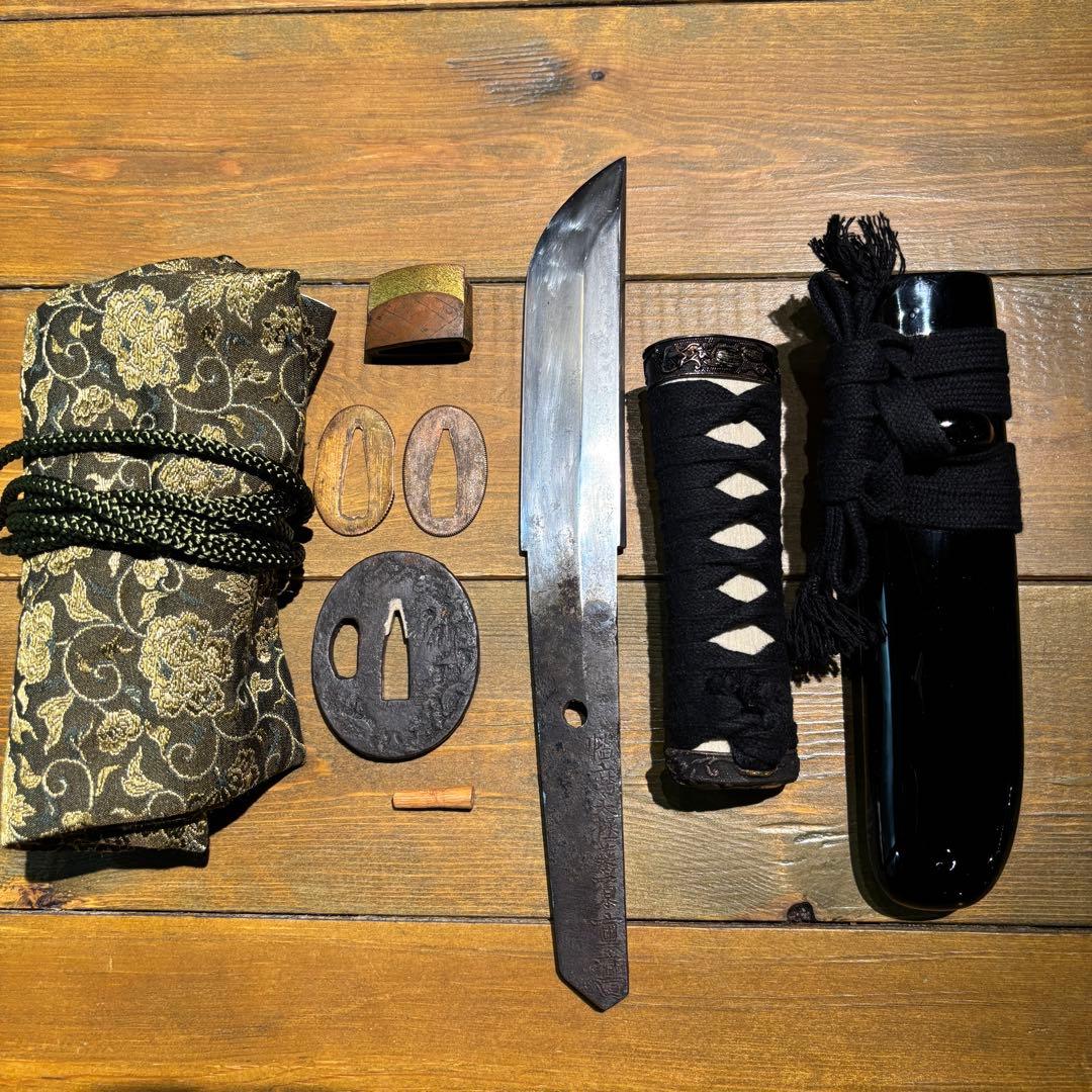 日本刀残欠クラフトナイフNo.77 播磨大掾藤原重高 茎 裏銘有り