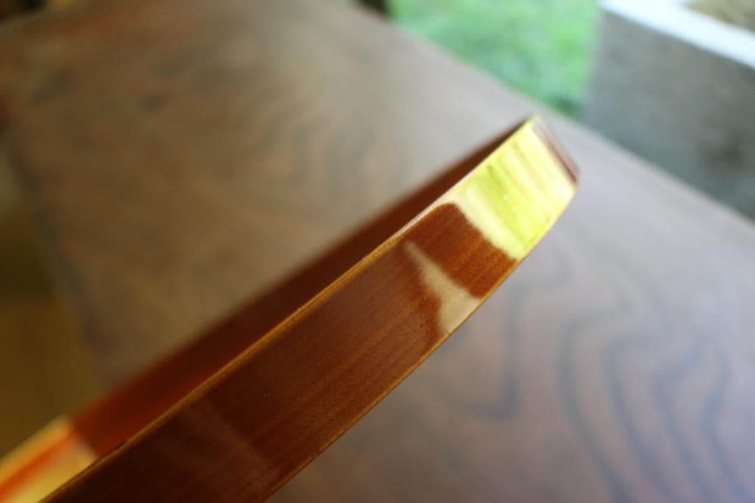 デッドストック！優美な拭き漆の映える春慶塗の半月盆（検漆器漆盆茶道具お盆お膳