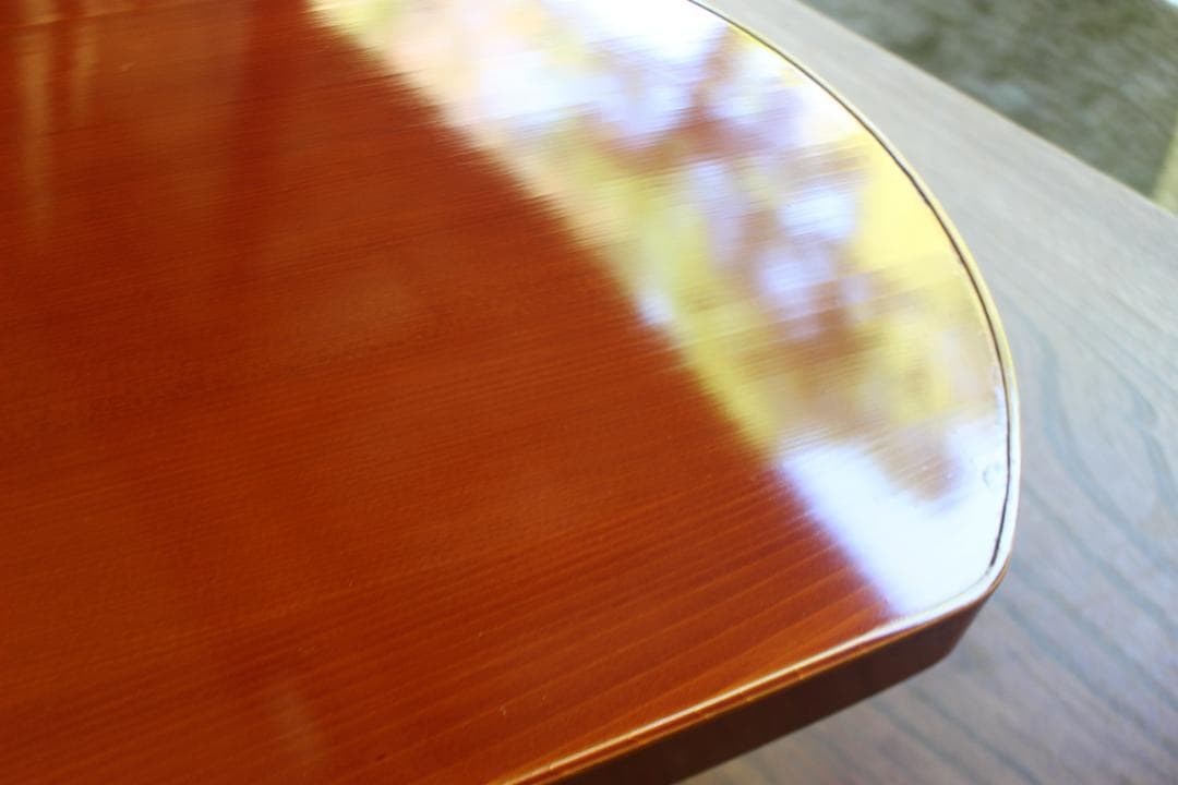 デッドストック！優美な拭き漆の映える春慶塗の半月盆（検漆器漆盆茶道具お盆お膳