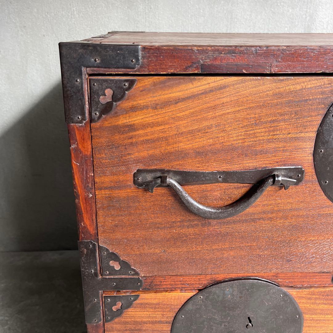 和製アンティーク 明治大正期 会津箪笥 引手金具 小振りサイズ 引き出し