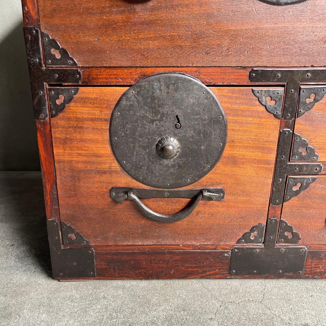 和製アンティーク 明治大正期 会津箪笥 引手金具 小振りサイズ 引き出し