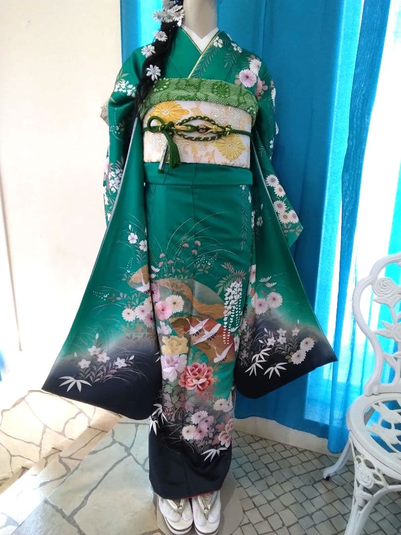 振袖フルセット、正絹振袖、成人式、重ね衿帯揚げ帯締め、西陣袋帯、長襦袢