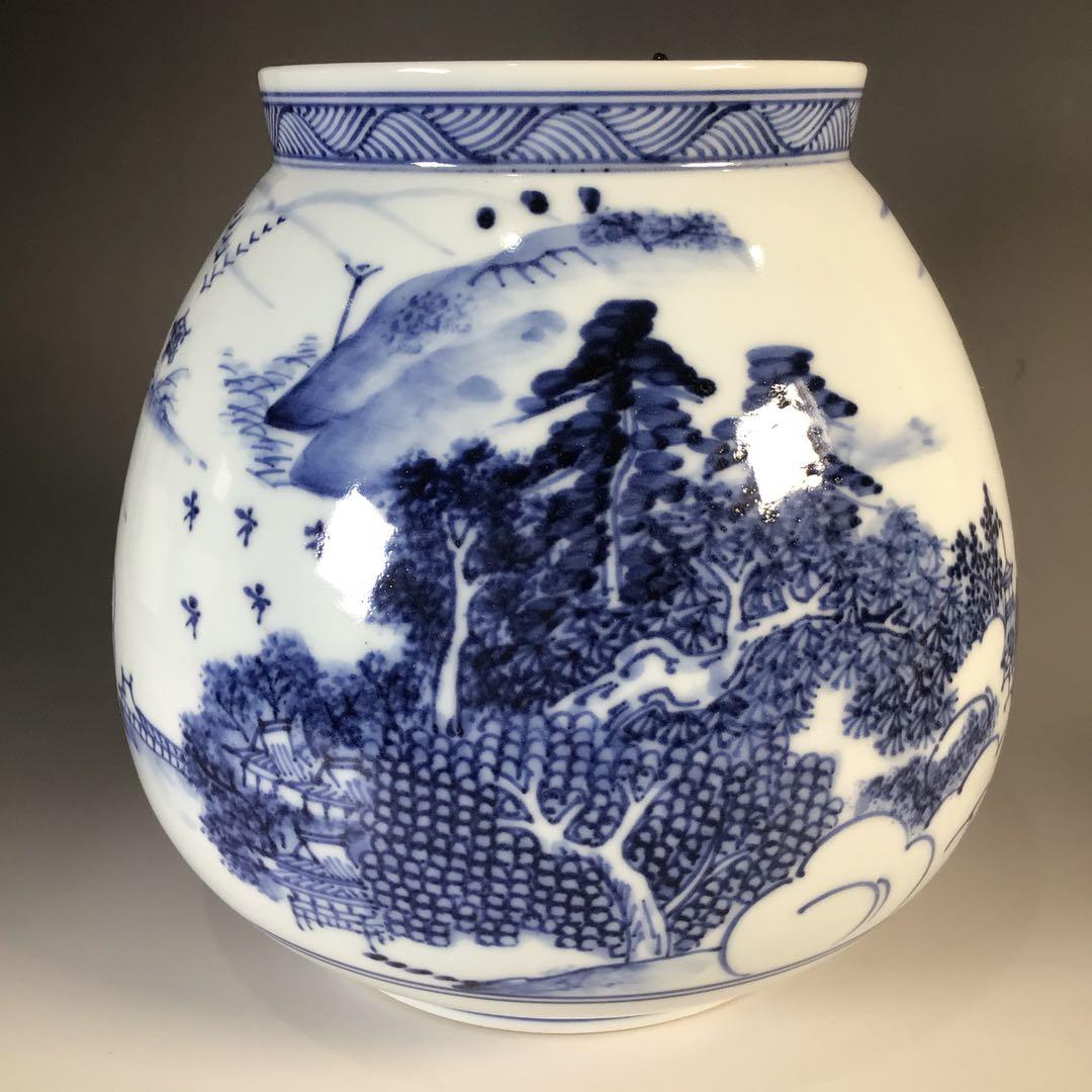 Ｍ５０８　芋頭水指　『膳所焼』『陽炎園造』『久田宗也　箱書』『近江八景』　共箱