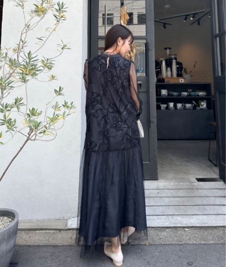 フェザーフラワーチュールドレス お呼ばれワンピース オケージョン妊婦 新品