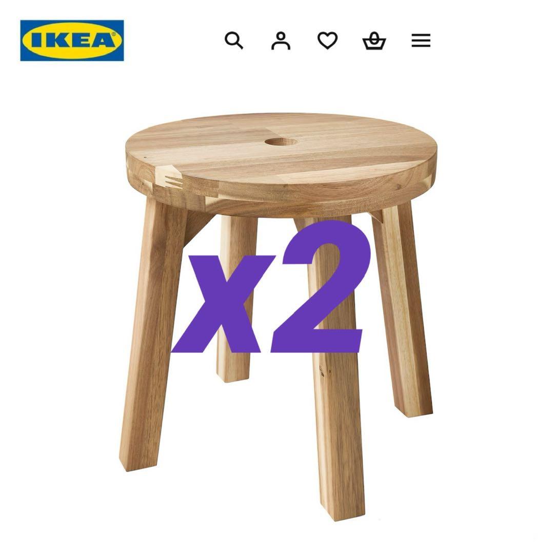 完売品　IKEA イケア　スコグスタ スツール　アカシア材　無垢材 2台セット