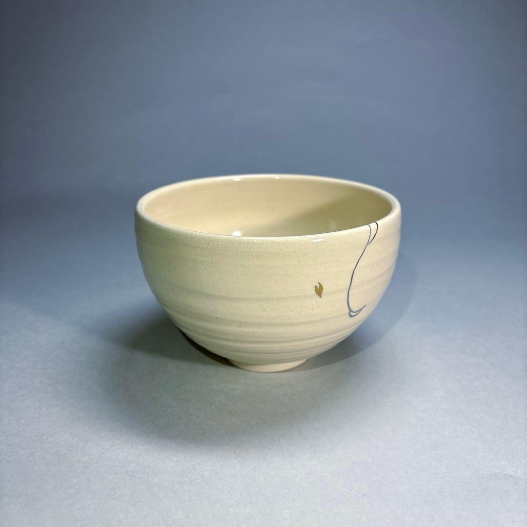 (未使用)今岡三四郎　浮彫花筏茶碗 (桐箱入)