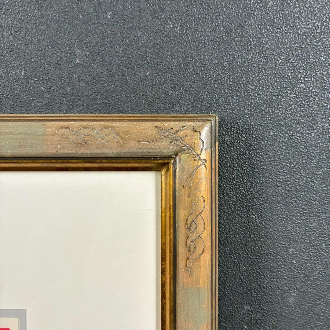 美品 牧野宗則「嬉しくて」木版画 1998年制作 直筆サイン入 オリジナル額装