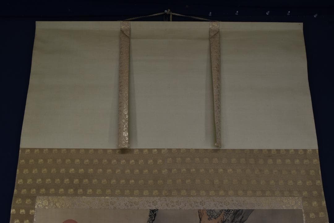 【真作】岡島清曠/寿老人図/横物/祝事人物図/掛軸☆宝船☆Z-693