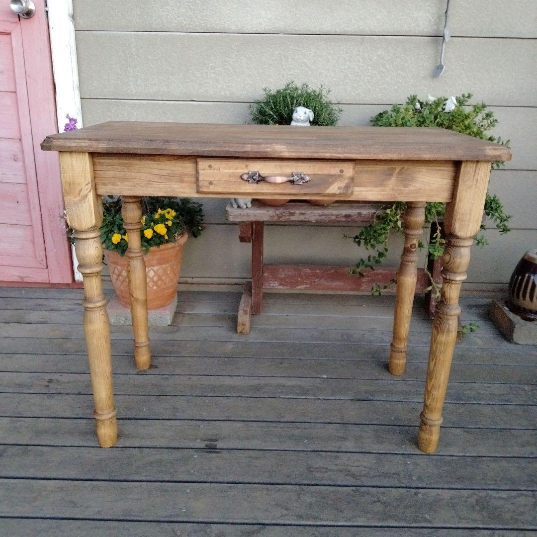 カントリー木工　ろくろ脚のパソコンデスク　学習机　作業台