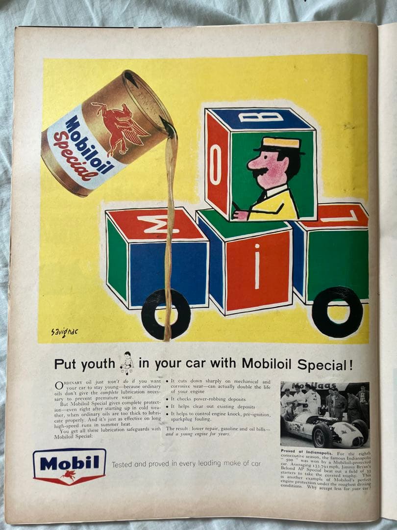 【超希少】サヴィニャック　Mobil ガソリン　オリジナル広告掲載雑誌LIFE