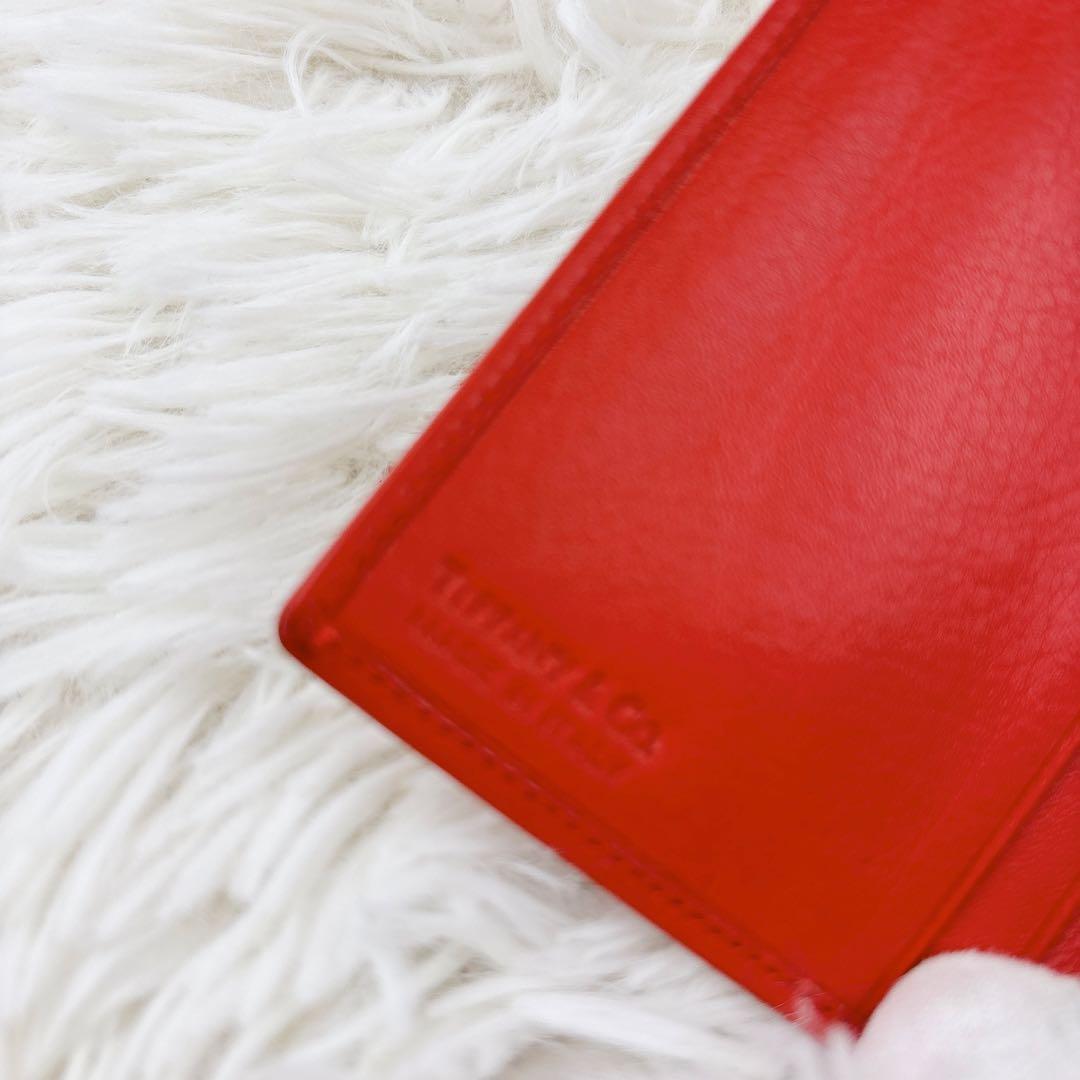 美品✨TIFFANY&Co. レザー三つ折り財布 レッド コンパクトミニ