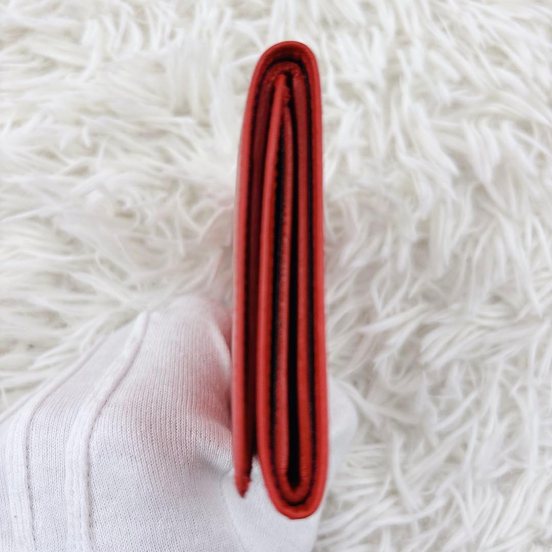 美品✨TIFFANY&Co. レザー三つ折り財布 レッド コンパクトミニ