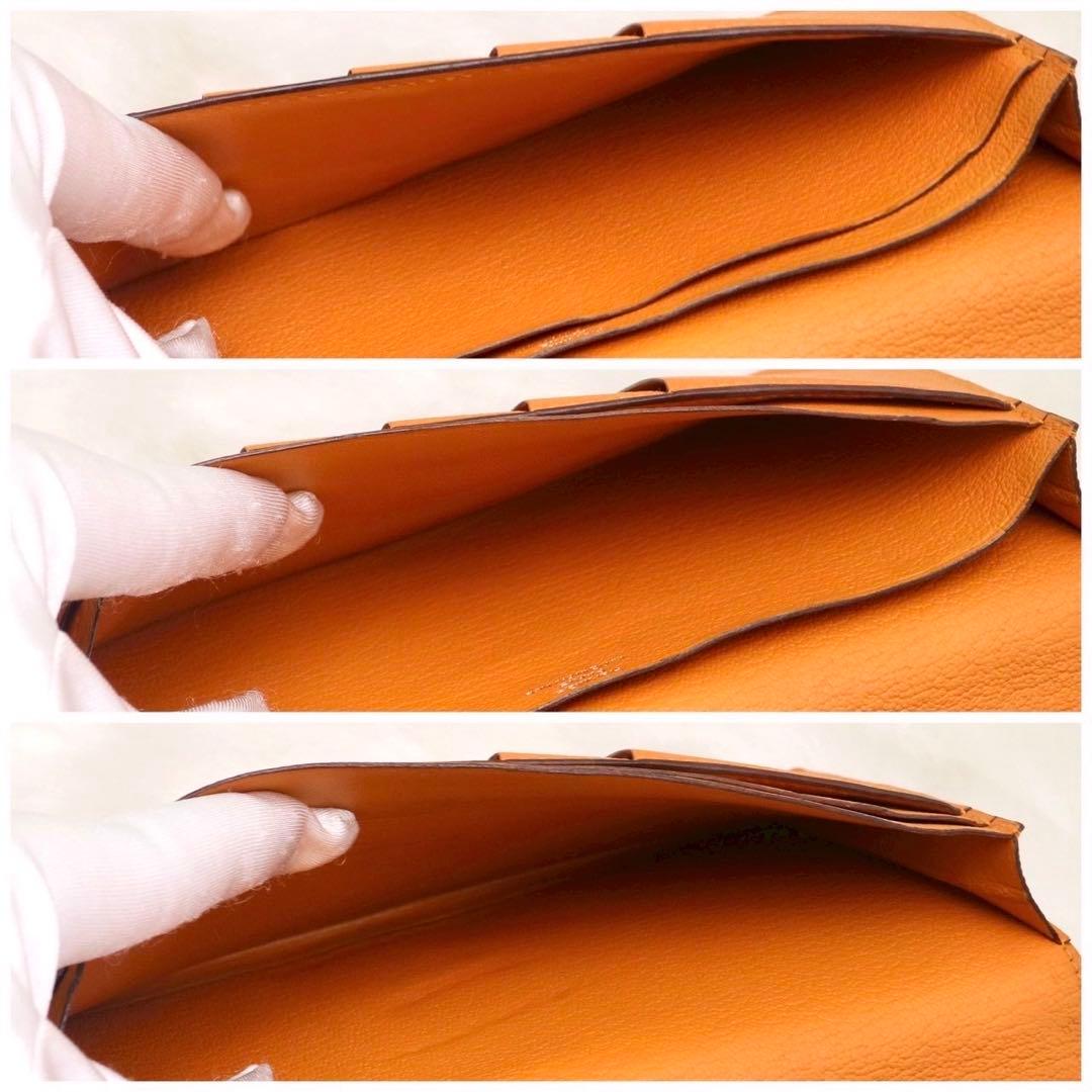 ✨新品同様✨HERMESベアンスフレ❤️二折長財布♪オレンジ ✨