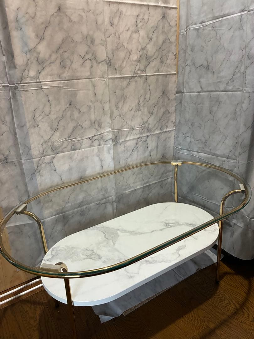 Francfranc レガート コーヒーテーブルS ・ゴールド×マーブル